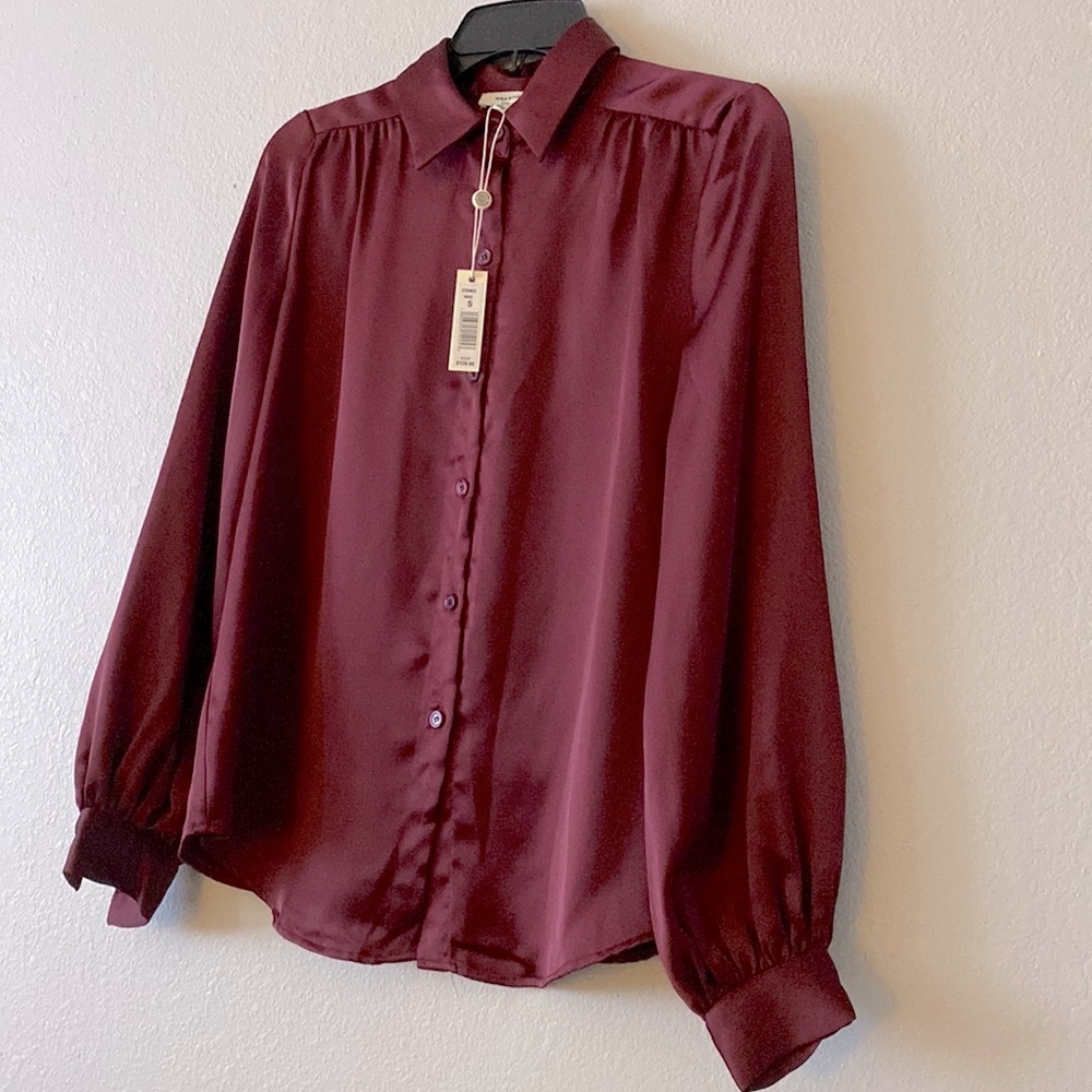 NWT Max Studio Long Sleeved Shirt Cabernet Women’s Size S